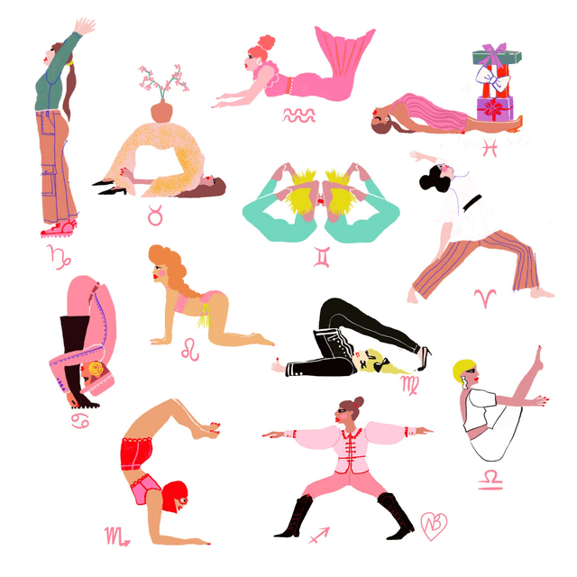 Zodiac Yoga Square Postcard