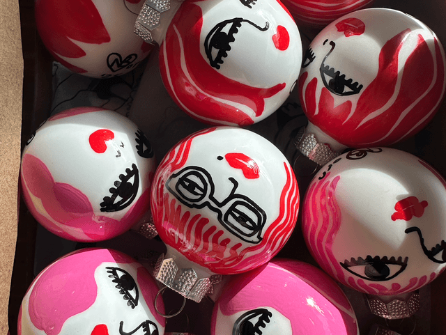 Small 4cm  Glass Baubles- handpainted Female Faces
