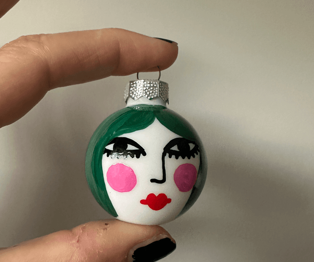 Small 4cm  Glass Baubles- handpainted Female Faces