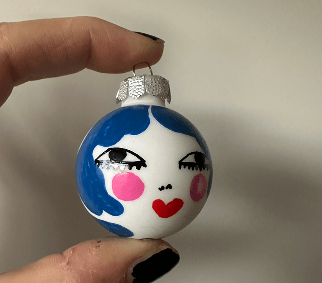 Small 4cm  Glass Baubles- handpainted Female Faces