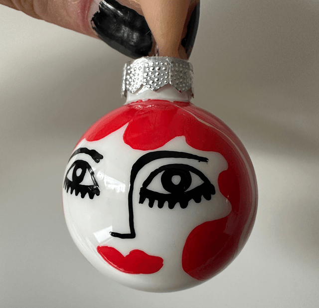 Small 4cm  Glass Baubles- handpainted Female Faces